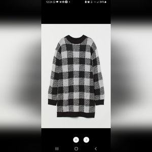 H&M womens Brand new black and white plaid knit dress size M